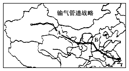 材料二:我国"西气东输"示意图